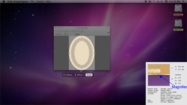 capture ellipse region on mac