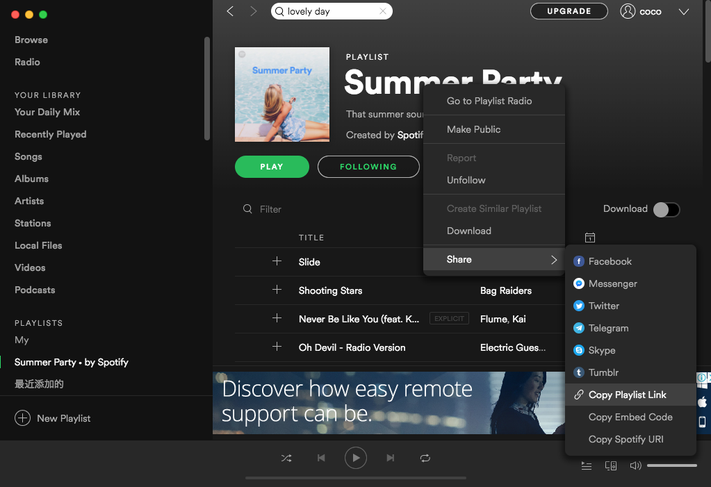 copy spotify url