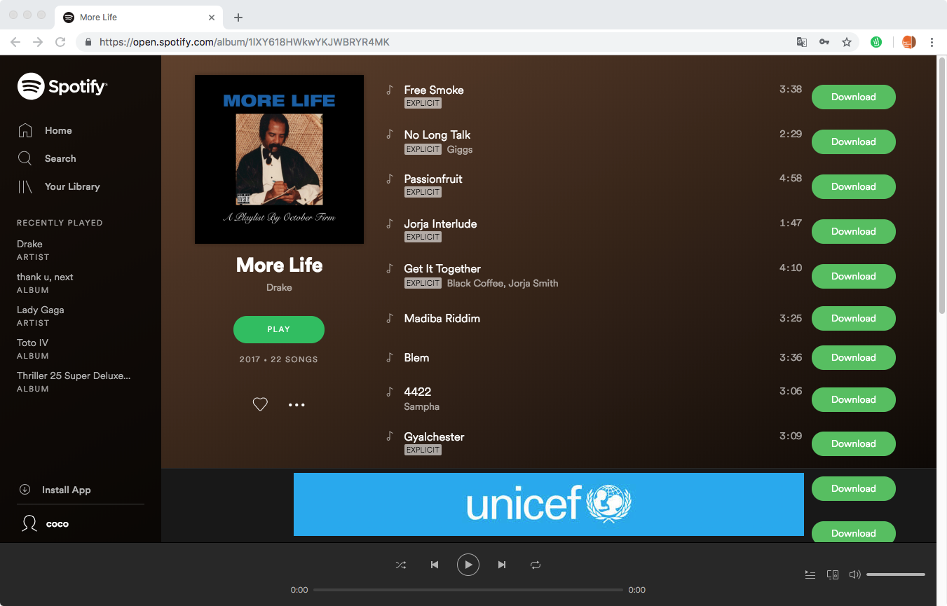 what does an embeded spotify webplayer look like